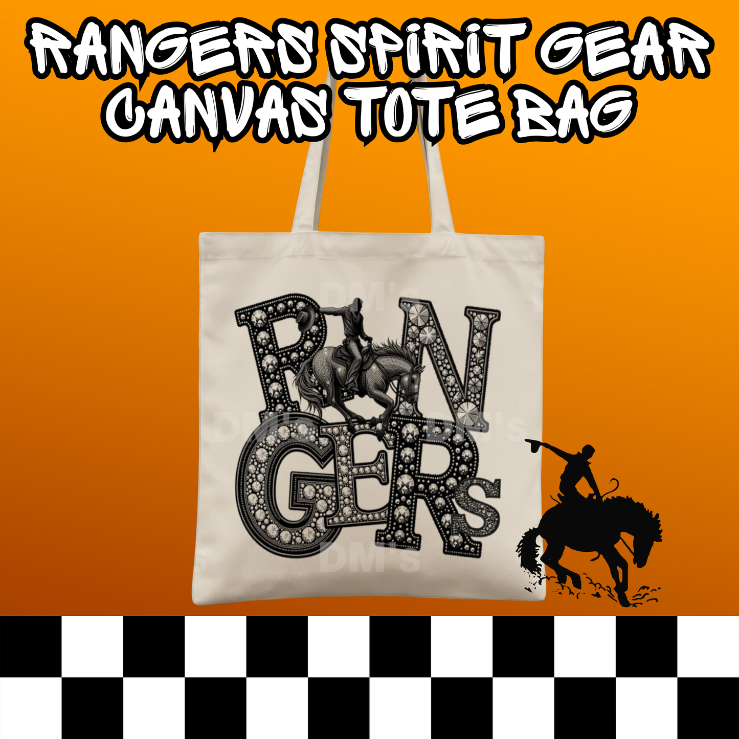 FAUX RHINESTONES RANGERS SCHOOL SPIRIT TOTE BAG