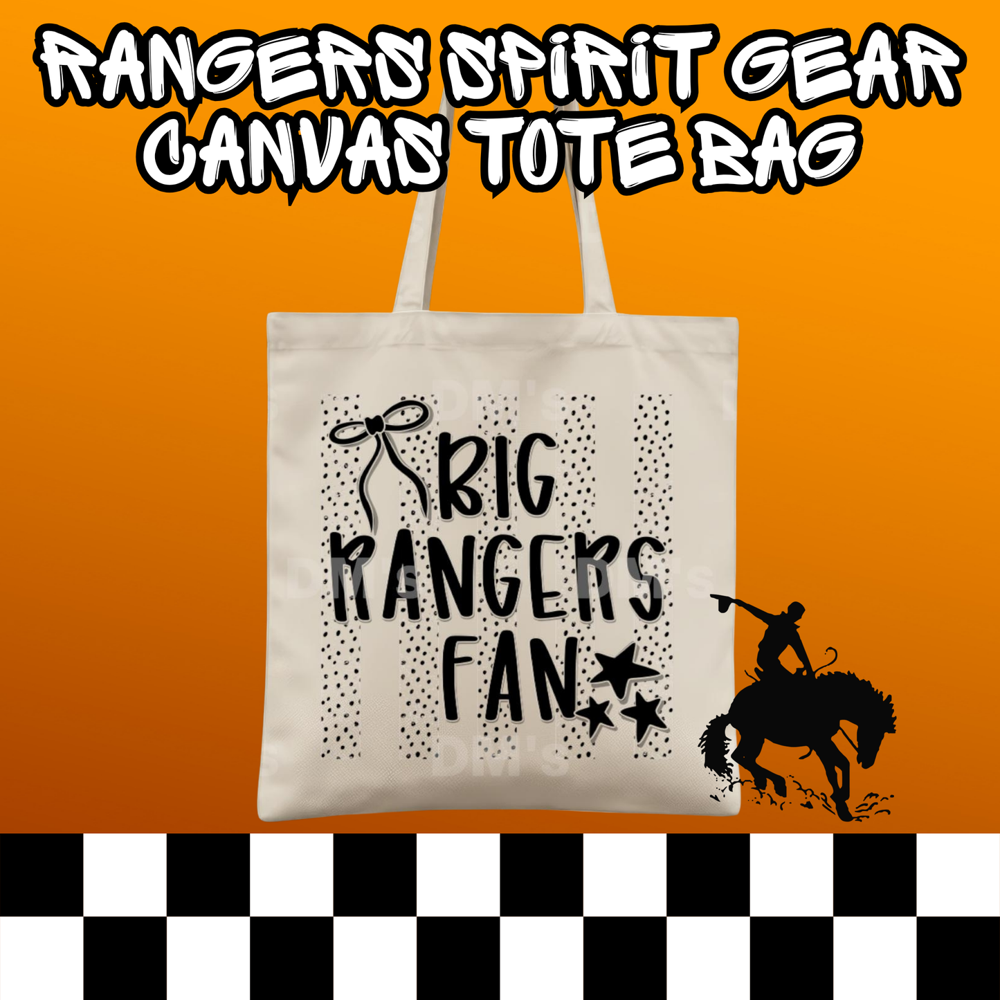 BIG RANGERS FAN SCHOOL SPIRIT TOTE BAG