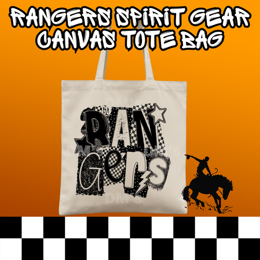 RANGERS CHECKERED COLLAGE SCHOOL SPIRIT TOTE BAG