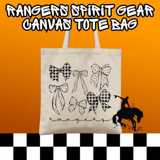 RANGERS COQUETTE BOW SCHOOL SPIRIT TOTE BAG