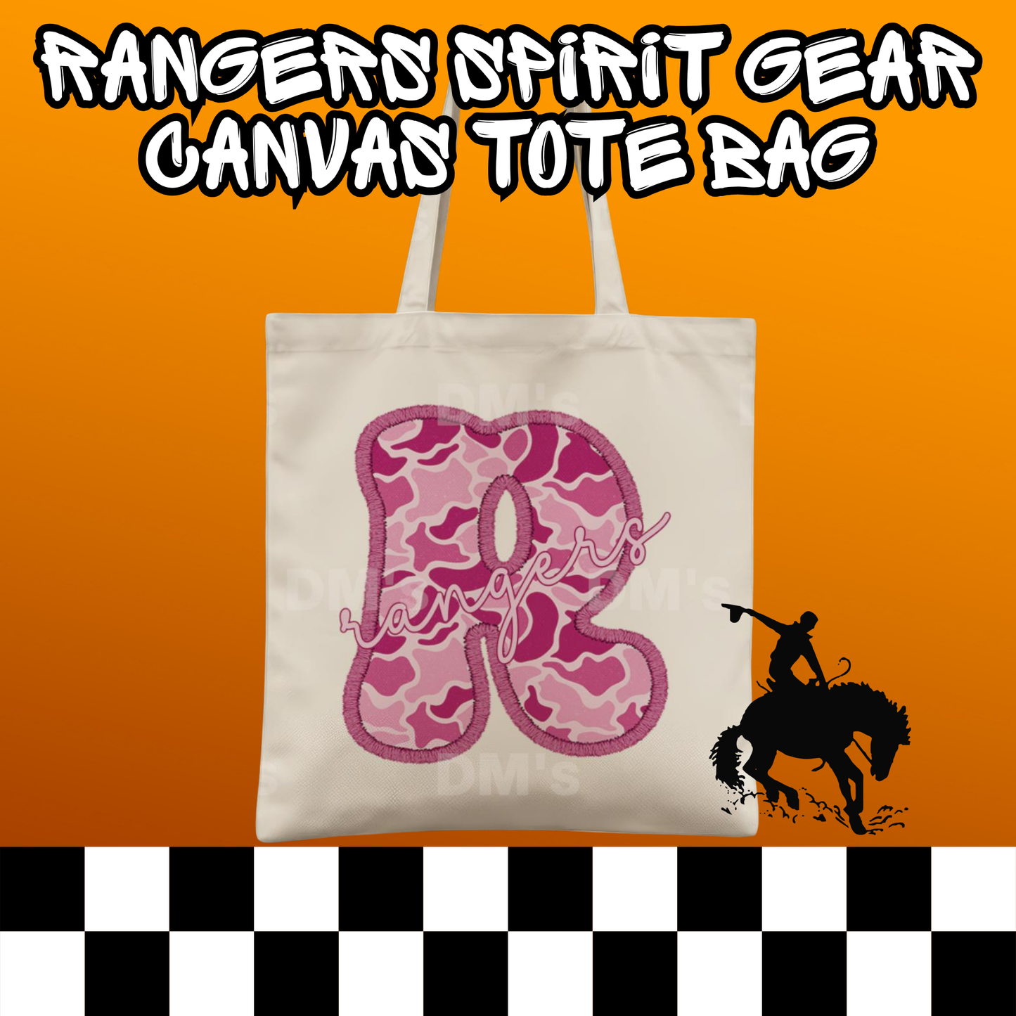PINK CAMO RANGERS SCHOOL SPIRIT TOTE BAG