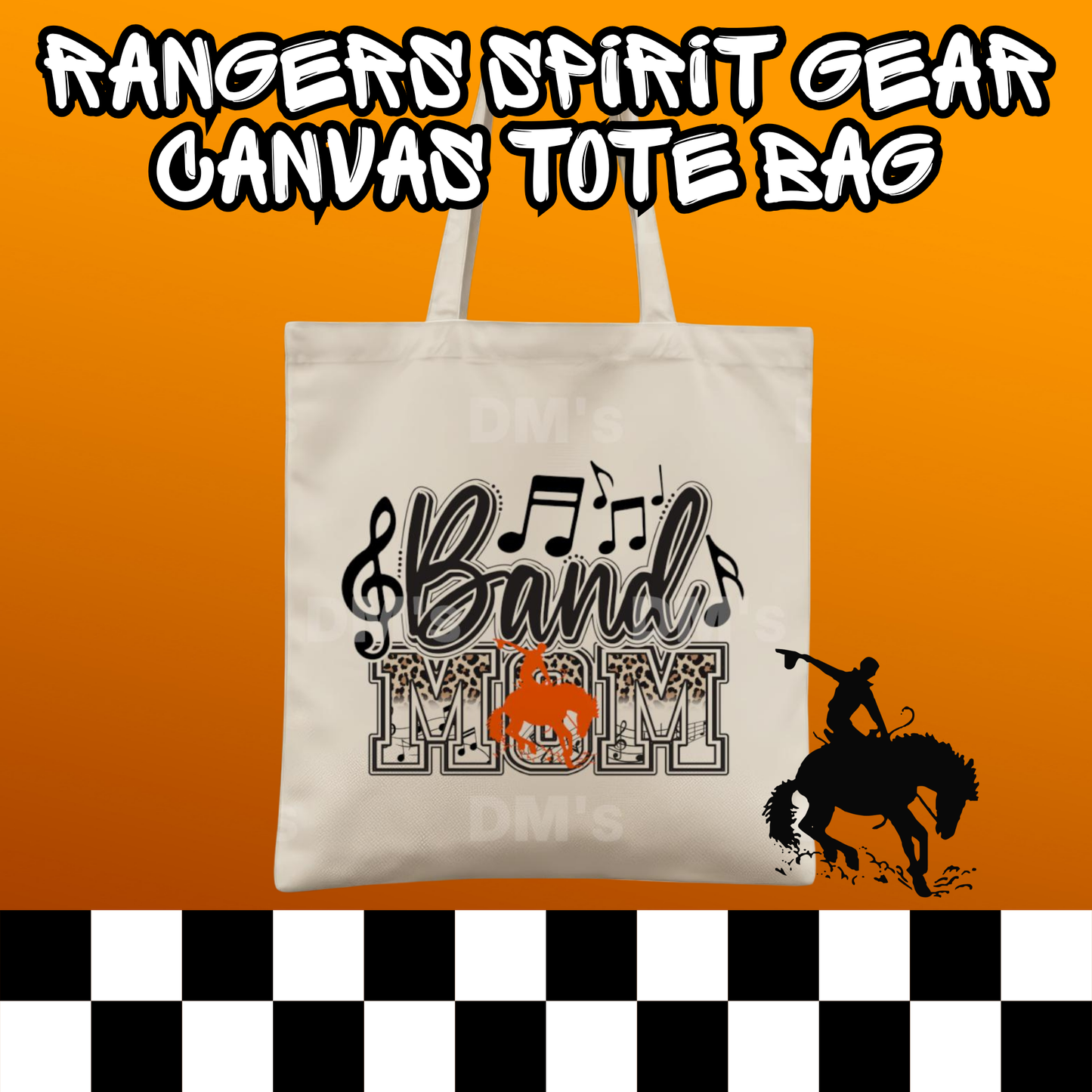BAND MOM RANGERS SCHOOL SPIRIT TOTE BAG