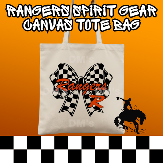 RANGERS ROLAND CHECKERED BOW SCHOOL SPIRIT TOTE BAG