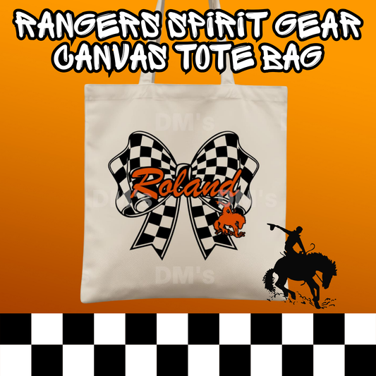 RANGERS ROLAND CHECKERED BOW SCHOOL SPIRIT TOTE BAG