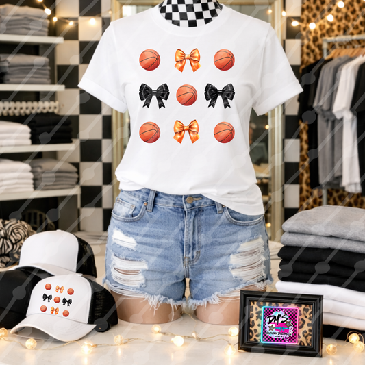 BLACK & ORANGE RIBBON BASKETBALL COQUETTE