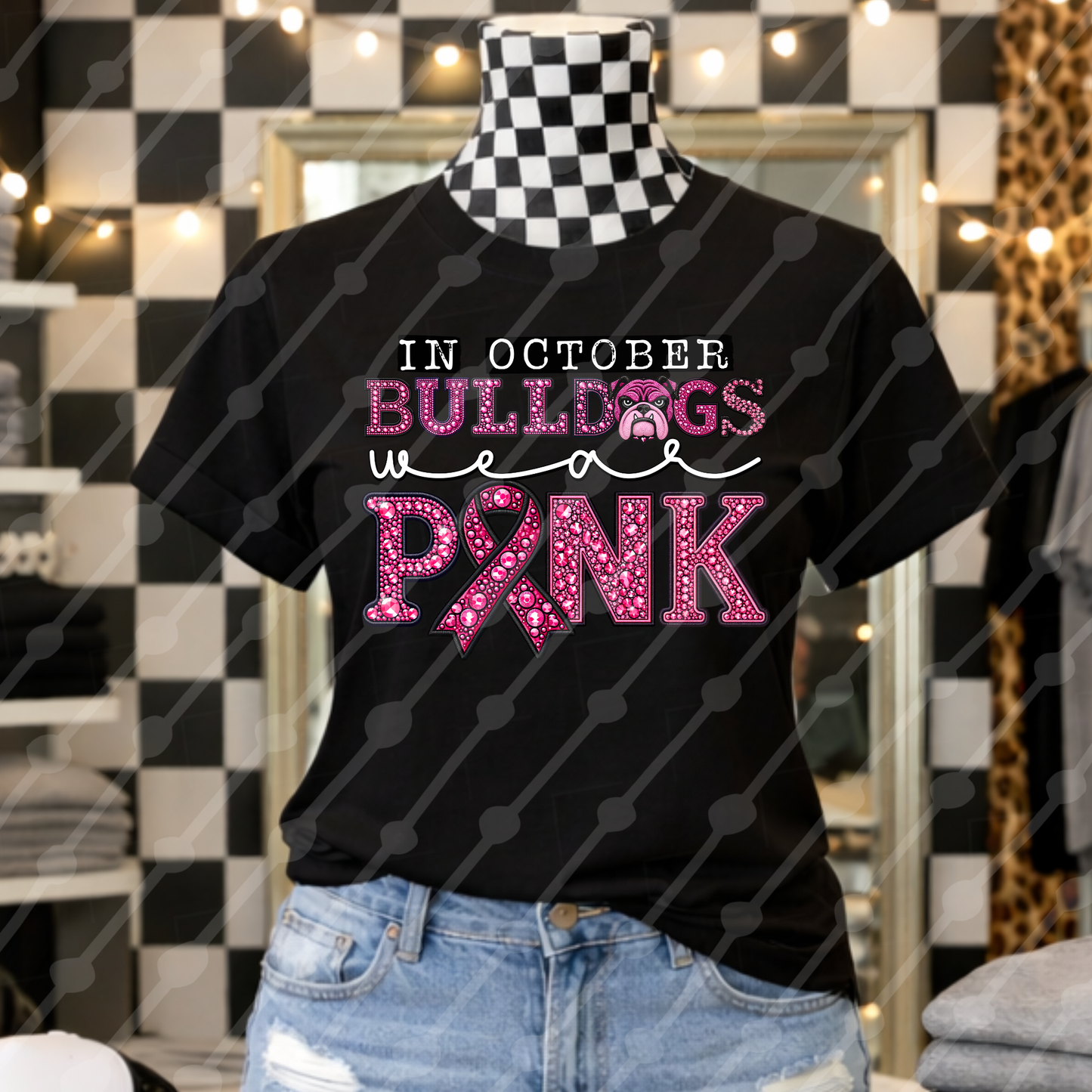 FAUX RHINESTONES IN OCTOBER BULLDOGS WEAR PINK