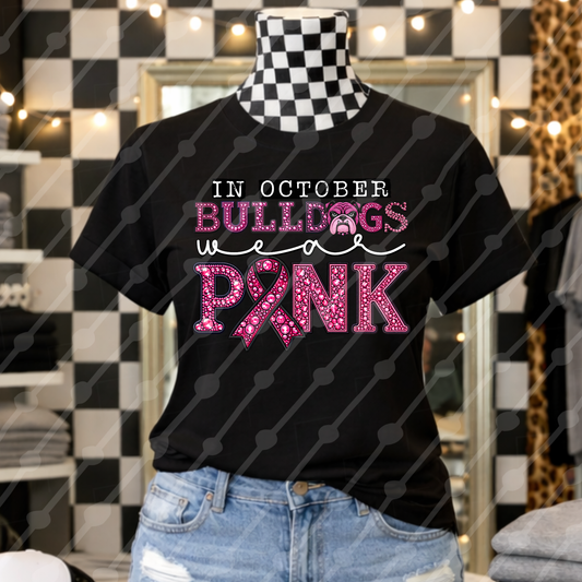 FAUX RHINESTONES IN OCTOBER BULLDOGS WEAR PINK