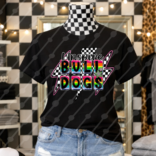I INSPIRE BULLDOGS CHECKERED LIGHTNING