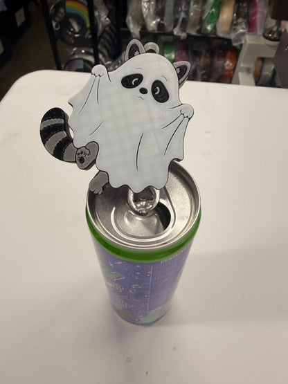 Raccoon Ghost Can Soda Opener Nail Saver Keychain