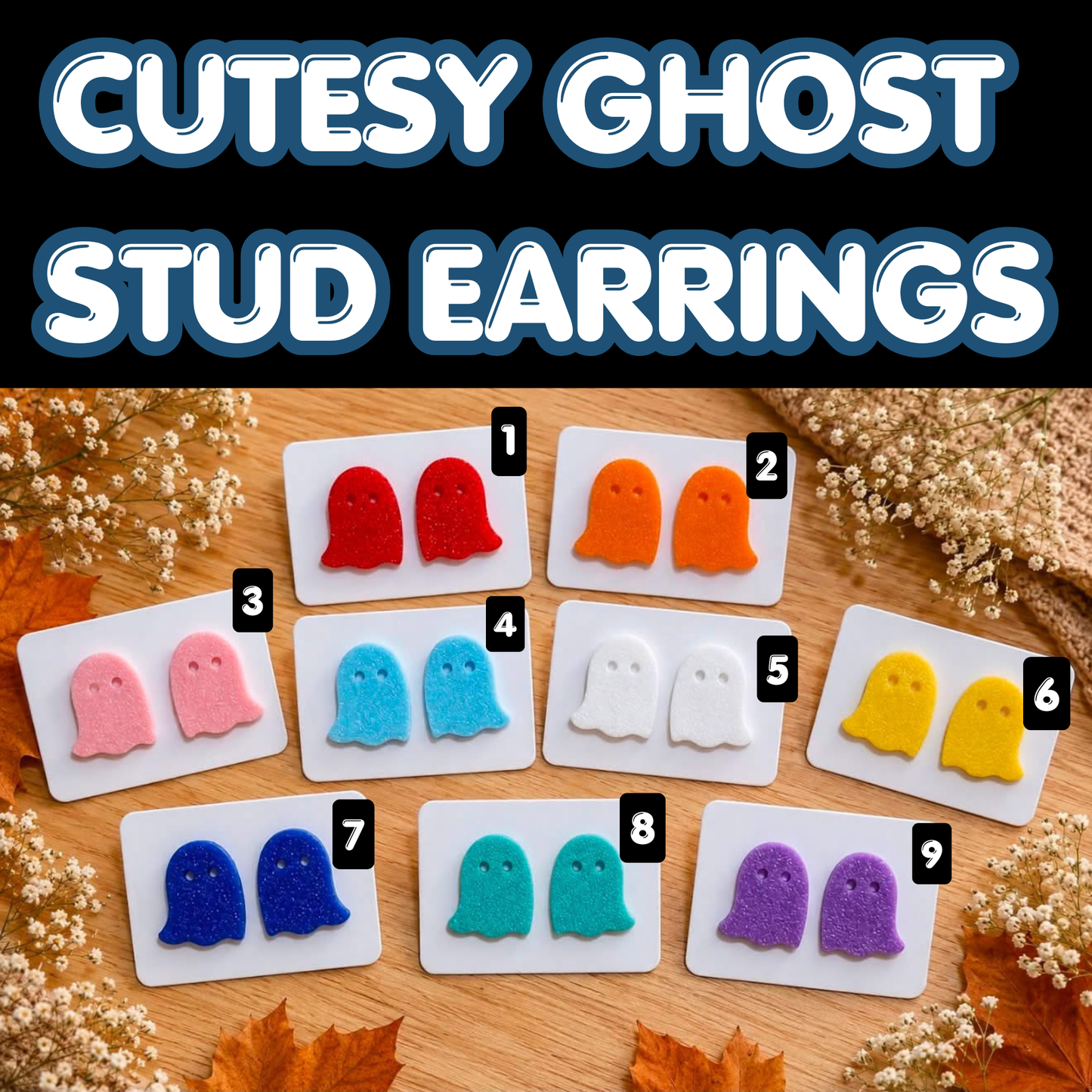 CUTESY GHOST STUD EARRINGS