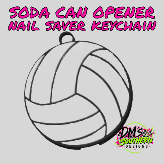 VOLLEYBALL CAN OPENER KEYCHAIN NAIL SAVER - SCHOOL THEMED