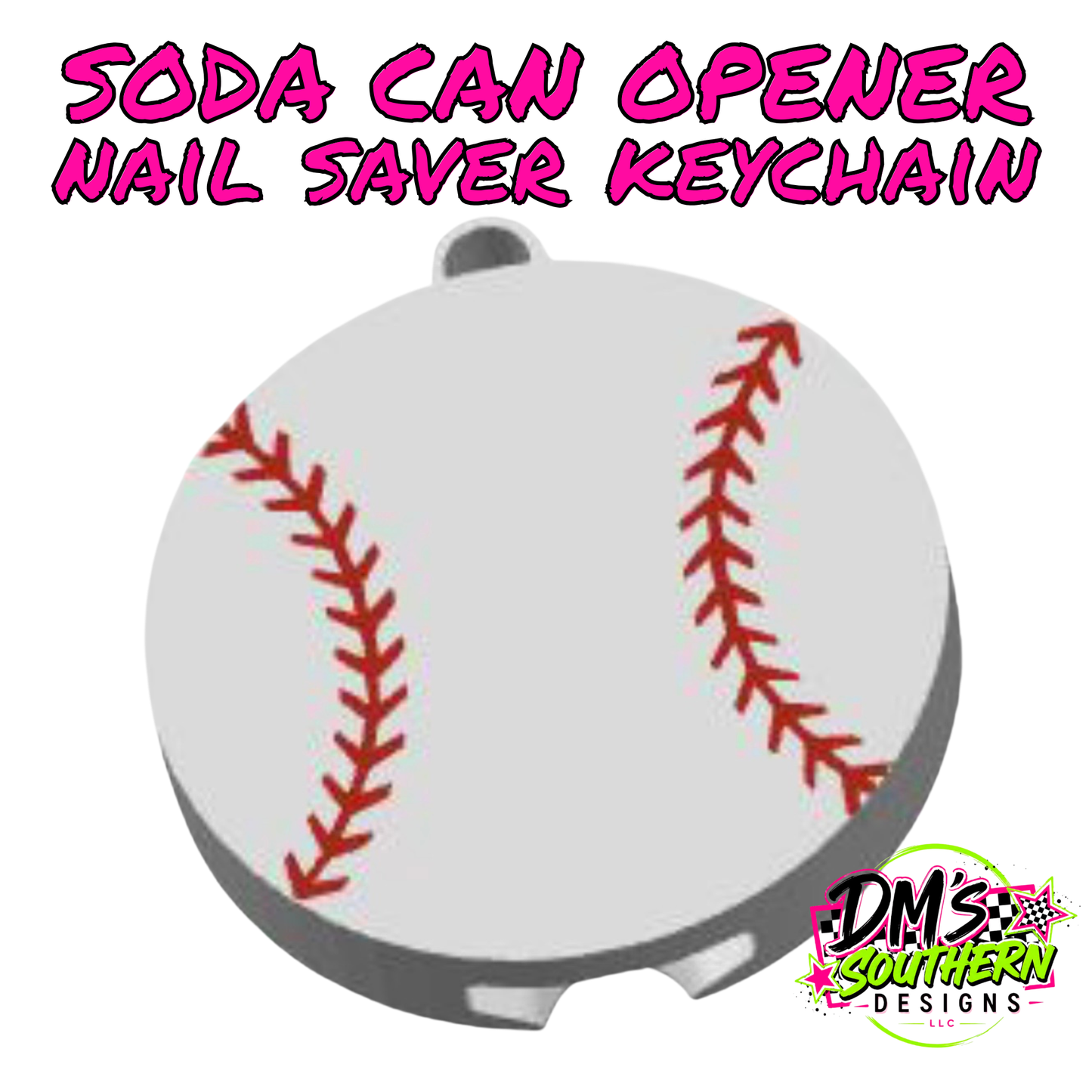 BASEBALL CAN OPENER KEYCHAIN NAIL SAVER - SCHOOL THEMED