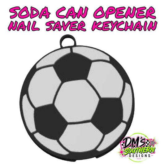 SOCCER CAN OPENER KEYCHAIN NAIL SAVER - SCHOOL THEMED