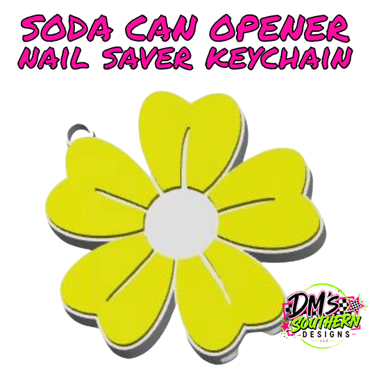 FLOWER CAN OPENER KEYCHAIN NAIL SAVER FLORAL