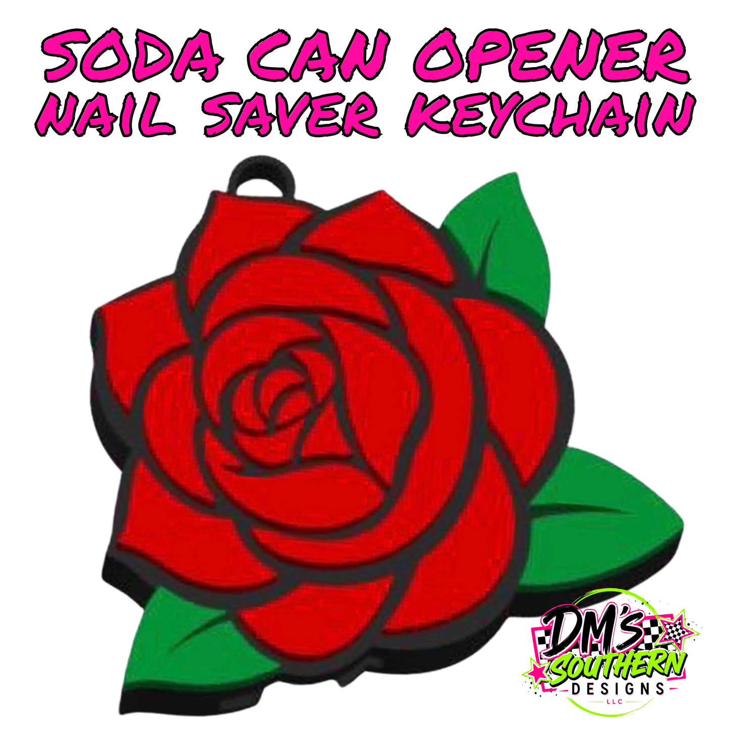 ROSE CAN OPENER KEYCHAIN NAIL SAVER FLORAL