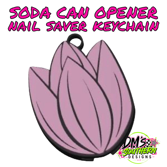 TULIP CAN OPENER KEYCHAIN NAIL SAVER FLORAL