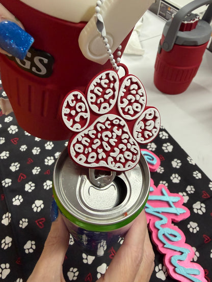 LEOPARD PAW SODA CAN OPENER KEYCHAIN NAIL SAVER