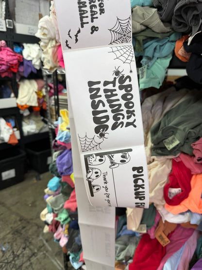 4X6 SPOOKY THERMAL STICKERS/LABELS - WHITE LABELS
