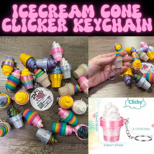 Ice Cream Cone Clicker Keychain