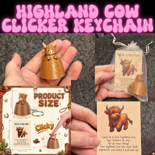 Highland Cow Keychain Clicker