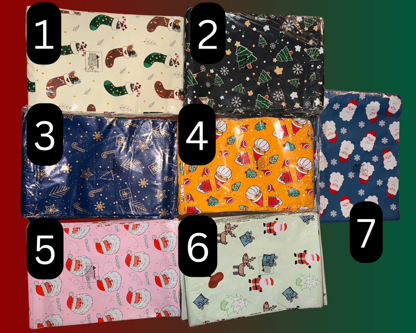 CHRISTMAS POLY MAILERS 10X13 - 25 PACK