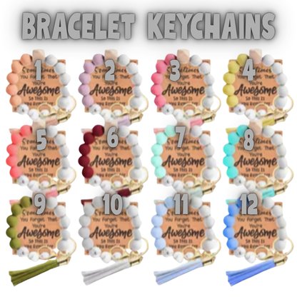 Keychain Bracelet Silicone & Wood Beads with Tassel
