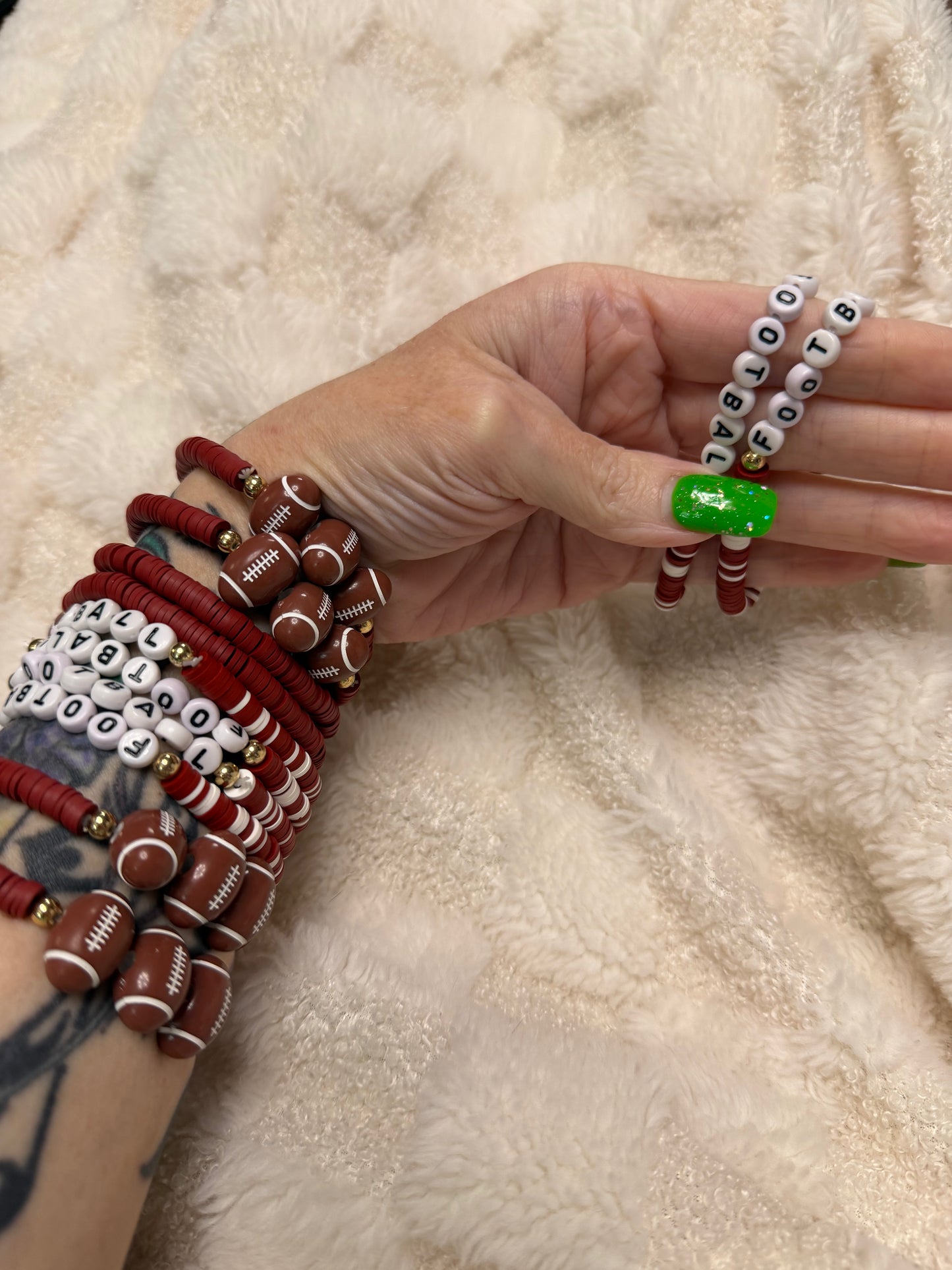 Football Clay Bead Bracelets