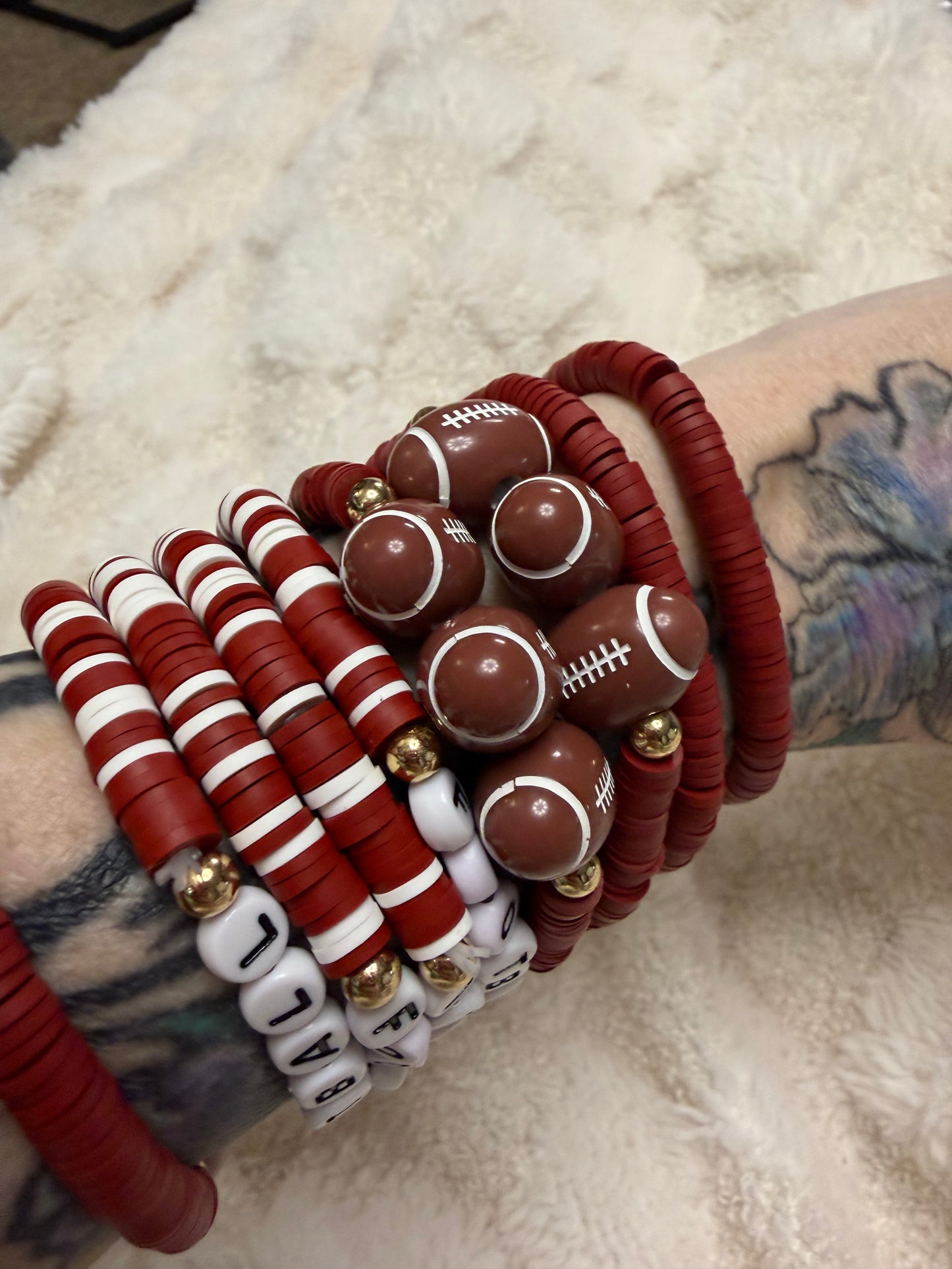 Football Clay Bead Bracelets