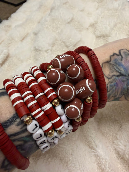 Football Clay Bead Bracelets