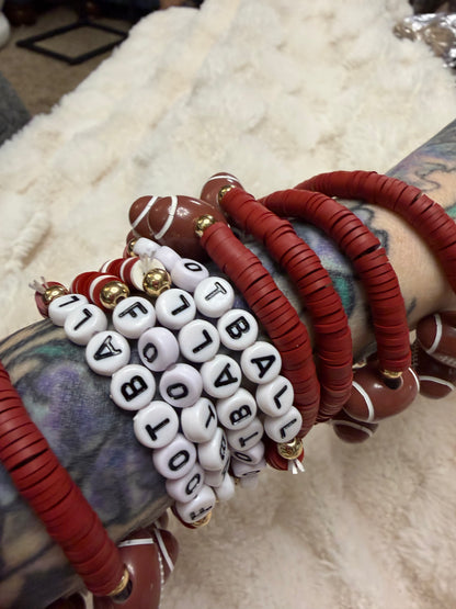 Football Clay Bead Bracelets