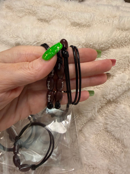 Football Charm Bead Adjustable Bracelet