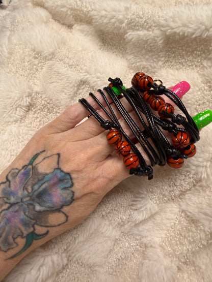Basketball Charm Bead Adjustable Bracelet