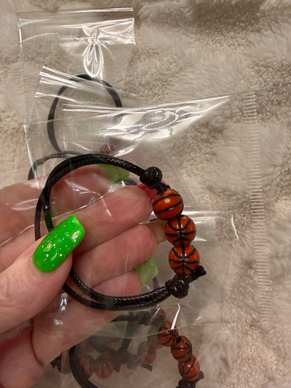 Basketball Charm Bead Adjustable Bracelet