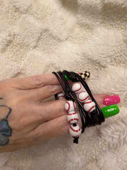 Soccer  Charm Bead Adjustable Bracelet