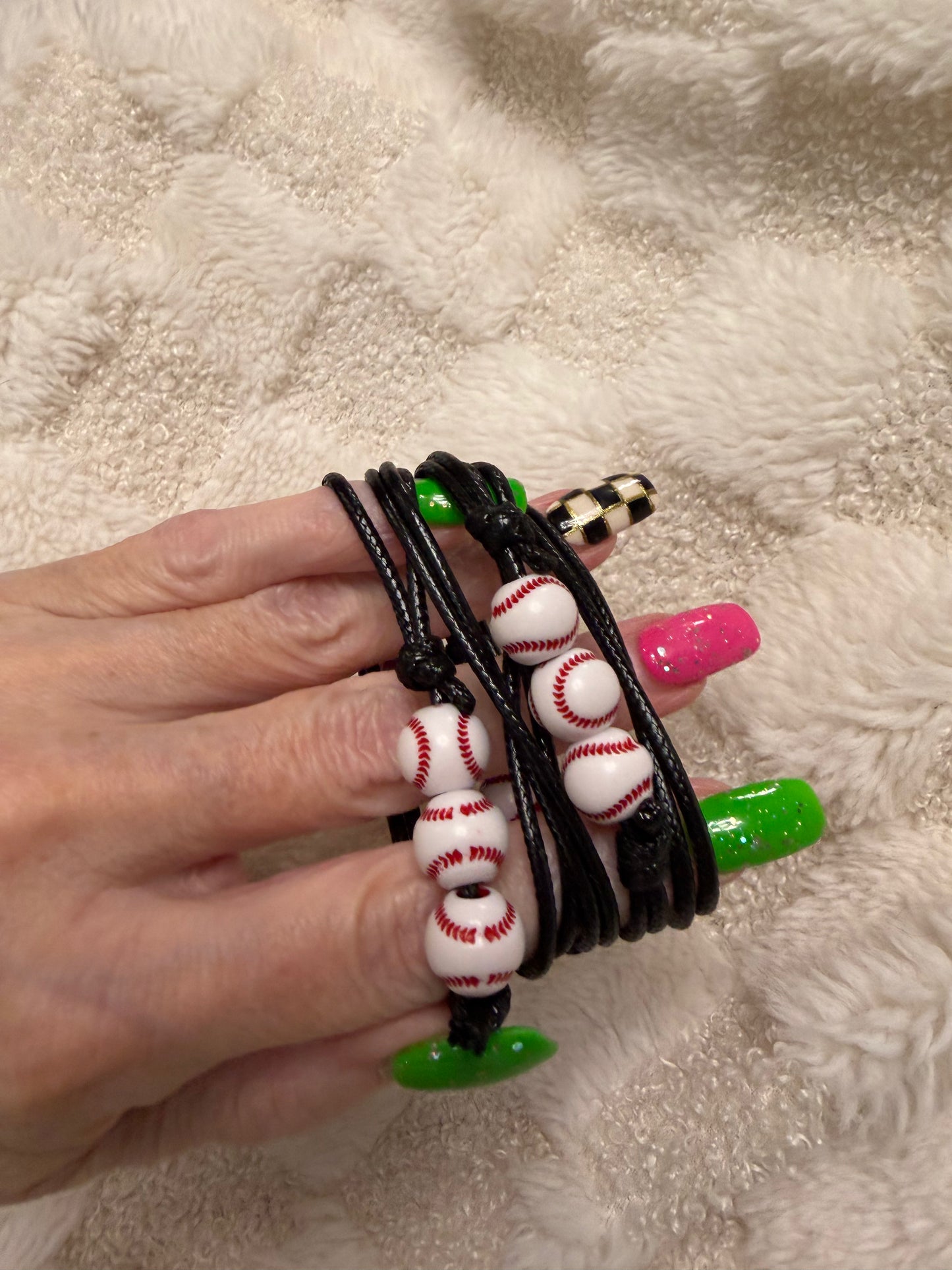 Soccer  Charm Bead Adjustable Bracelet