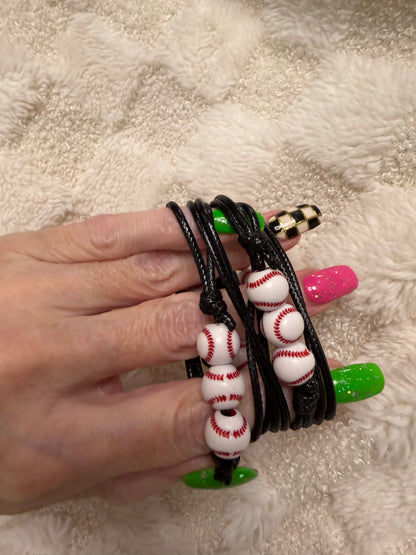 Soccer  Charm Bead Adjustable Bracelet