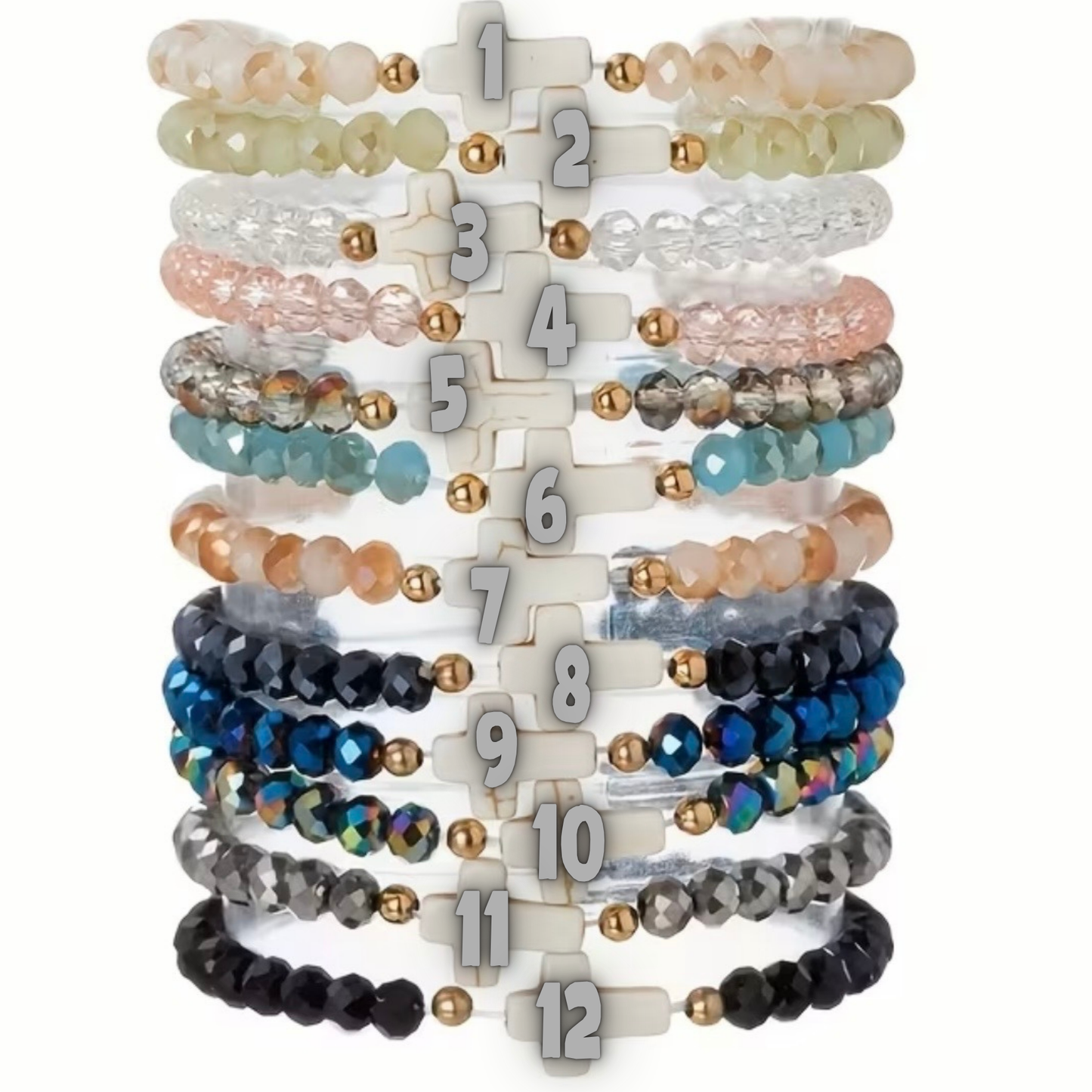 Resin Beaded Stretch Cross Bracelet