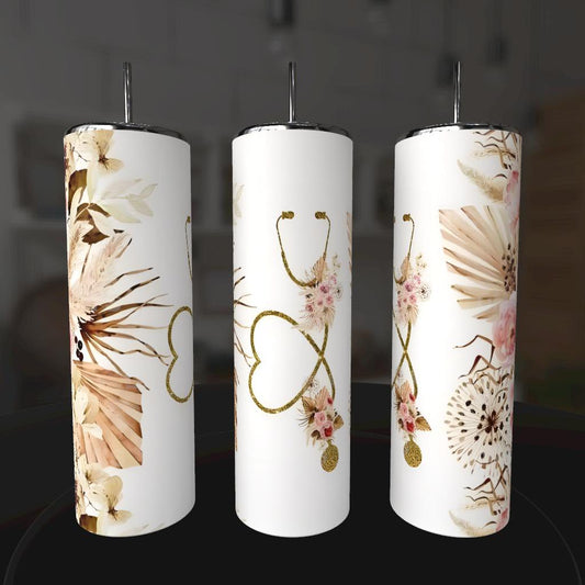 FLORAL NURSING MEDICAL TUMBLER