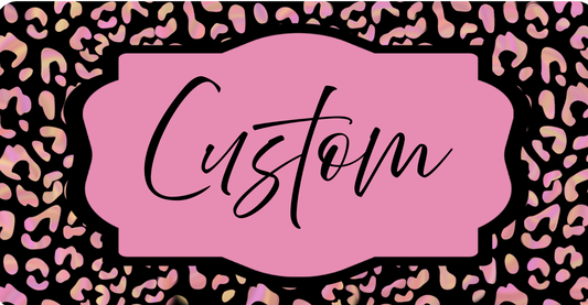 Custom Leopard Glitter License Plate