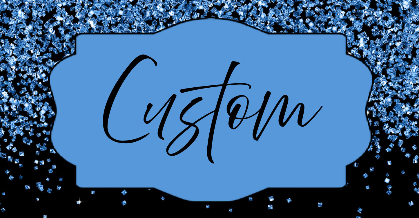 Custom Blue Glitter License Plate