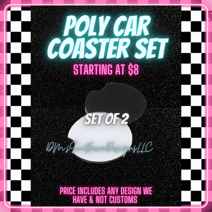 BOWS & LEOPARD - POLY CAR COASTER SET OF 2