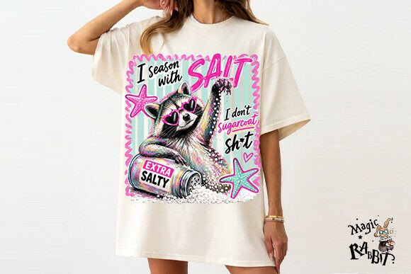 Salty Raccoon Summer - Shirts - Hats - DTF Ready to Press Transfers