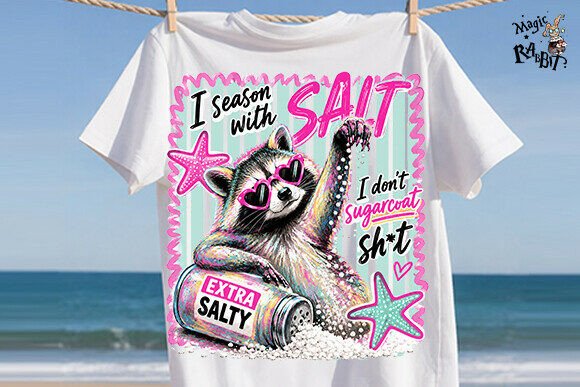 Salty Raccoon Summer - Shirts - Hats - DTF Ready to Press Transfers