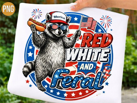 RED WHITE & FERAL -Shirts - Hats - DTF Ready to Press Transfers