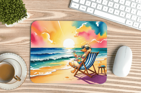 SUMMER BEACH FUNNY GOOSE  - MOUSE PAD - CAN BE CUSTOMIZED WITH NAME