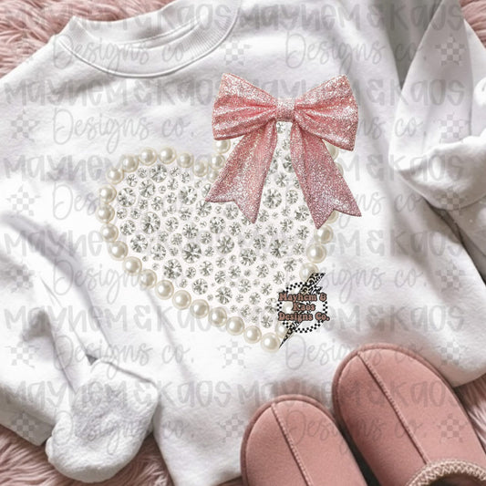 FAUX PEARLS & BLING HEART