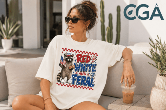 RED WHITE AND FERAL RACCOON PATRIOTIC