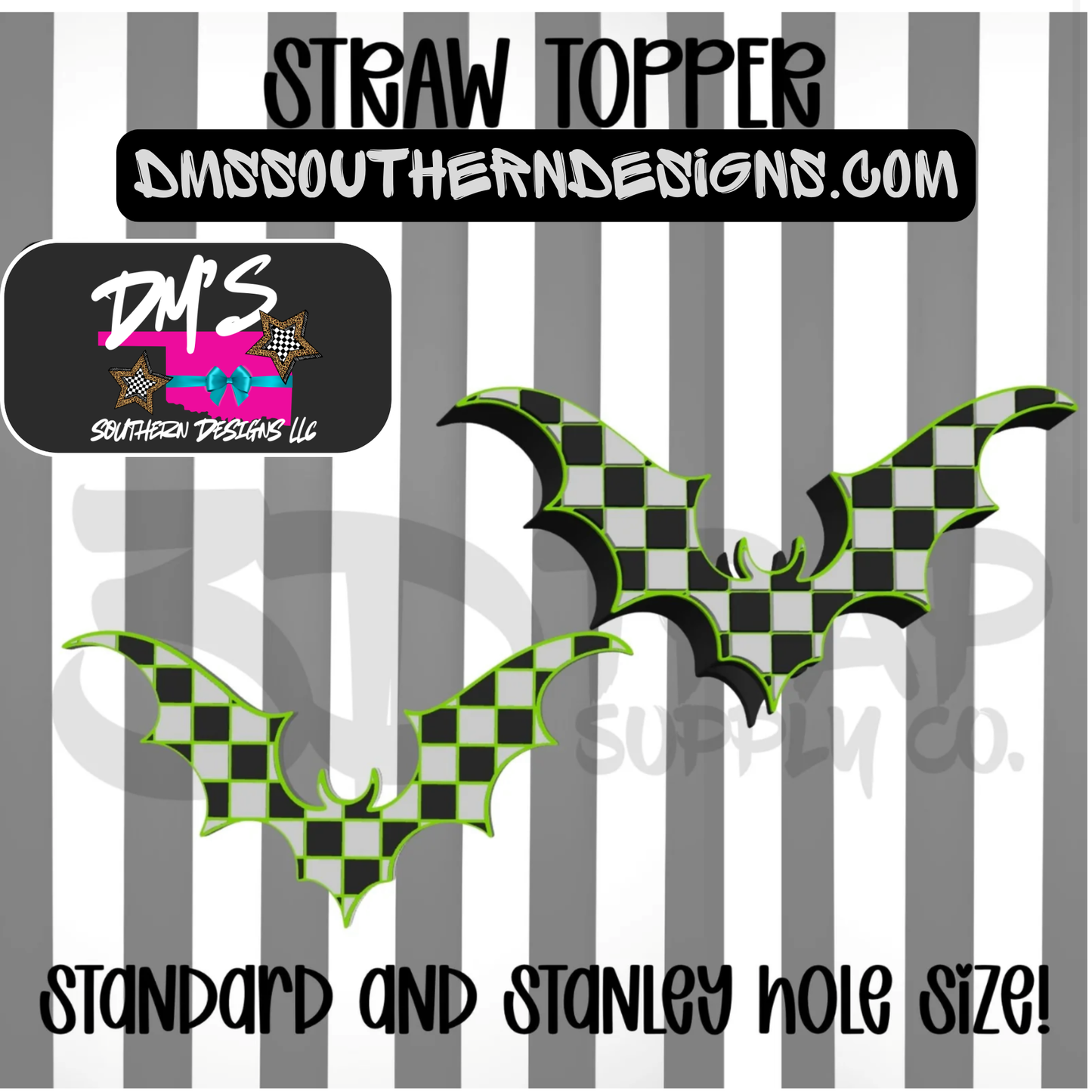 Bat Checker Straw Topper