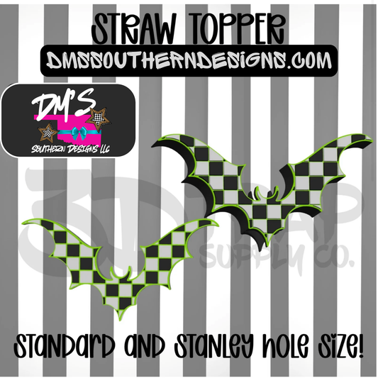 Bat Checker Straw Topper