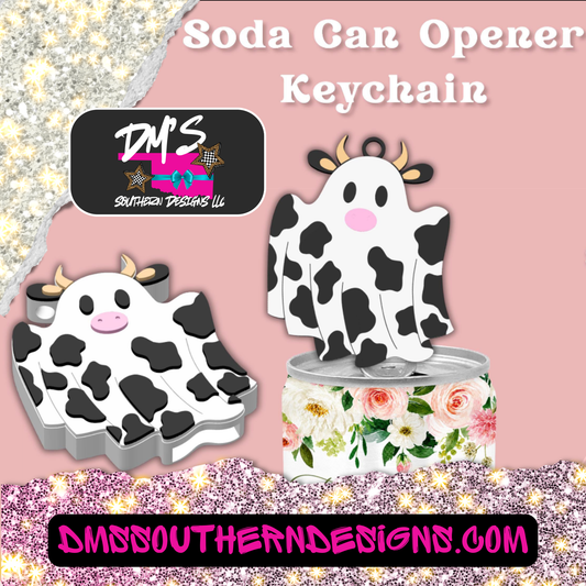 Cow Ghost Can Soda Opener Nail Saver Keychain